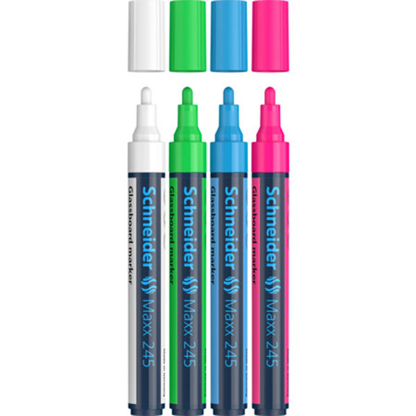 Schneider Glass Board Marker Pack of 4
