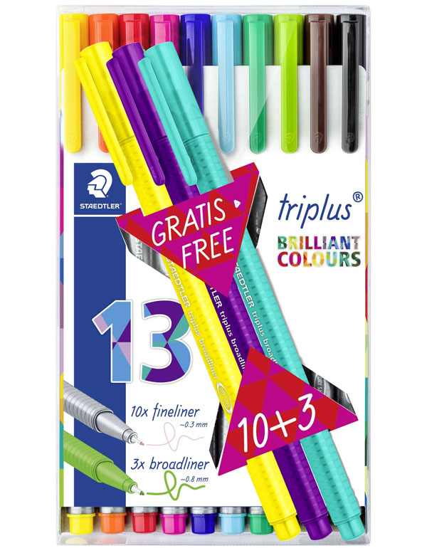 Cover: Staedtler Triplus Fineliner Marker Pens 0.3mm Pack of 13 Multicolor