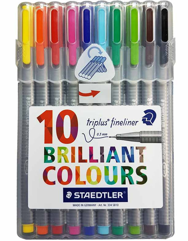 Cover: Staedtler Triplus Fineliner Marker Pens 0.3mm 10 Color Set