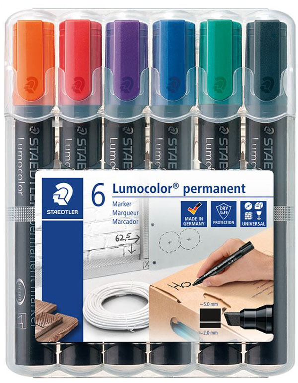 Cover: Staedtler Lumocolor Bevelled Permanent Markers Pack of 6