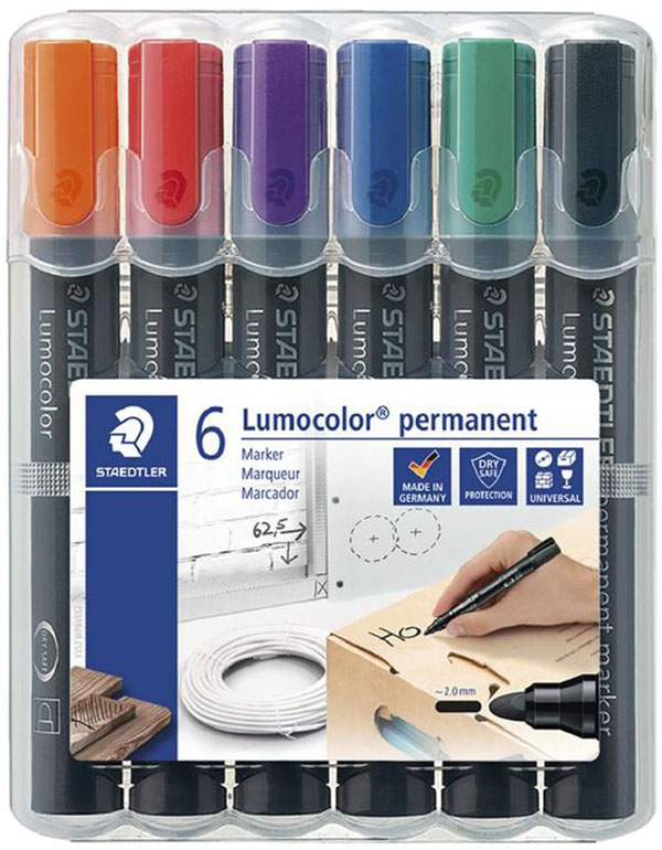 Staedtler Lumocolor Bullet Permanent Markers Pack of 6