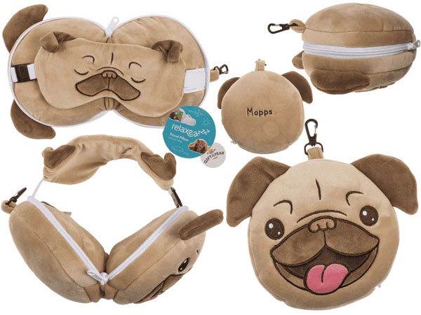 Cover: Kids Plush Travel Pillow with Eye Mask - Pug