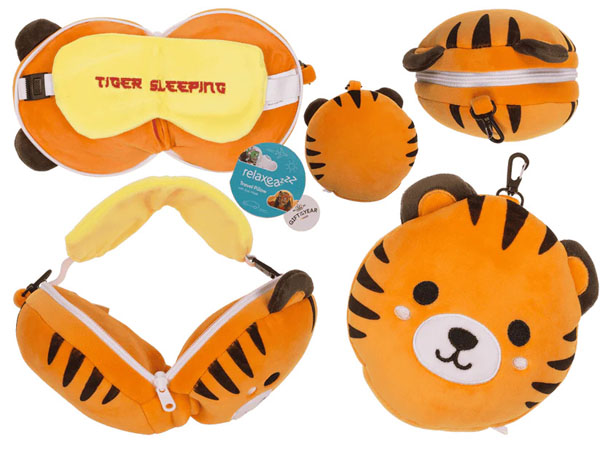 Cover: Kids Plush Travel Pillow with Eye Mask - Tiger