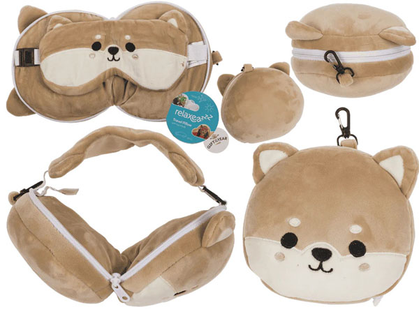 Cover: Kids Plush Travel Pillow with Eye Mask - Shiba Inu