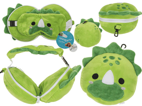 Cover: Kids Plush Travel Pillow with Eye Mask - Dinosaur
