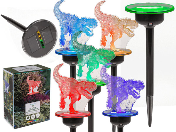 Cover: 3D LED Solar Garden Stick with Color Changing LED - Mystic Tyrannosaur