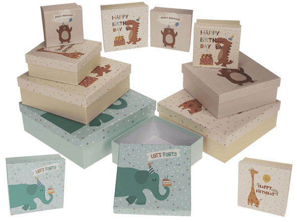 Birthday Animals Multicolored Gift Box - Size 6