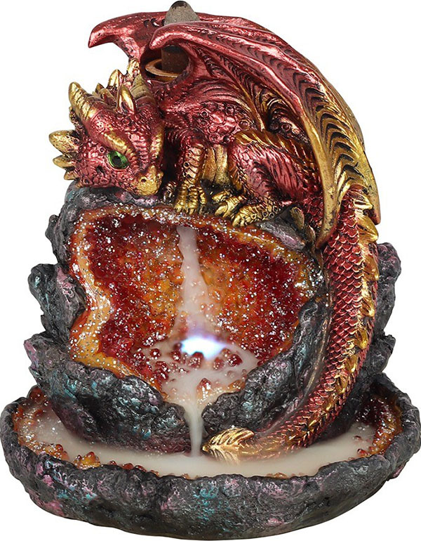 Cover: Red Dragon Backflow Incense Burner With Light