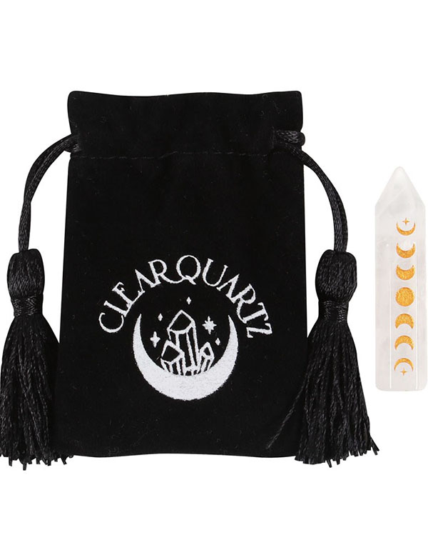 Cover: Clear Quartz Moon Phase Crystal Point
