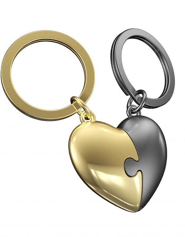 Metalmorphose Black & Gold Heart Puzzle Keychain