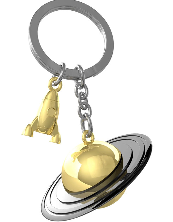 Metalmorphose - Rocket and Saturn Gold Keychain