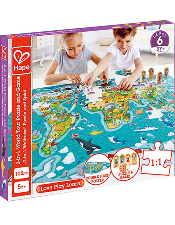 Hape 2In1 World Tour Puzzle & Game