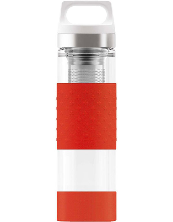 Cover: SIGG Thermo Flask Hot & Cold Glass Red Bottle 400ml