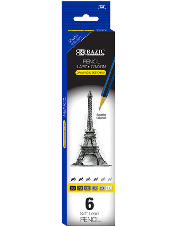 Bazic Drawing & Sketching Pencil 6/Pack