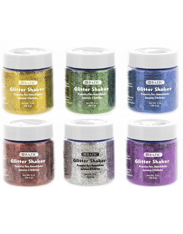 Bazic Primary Color Glitter Shaker Assortment Assorted Colors, per piece