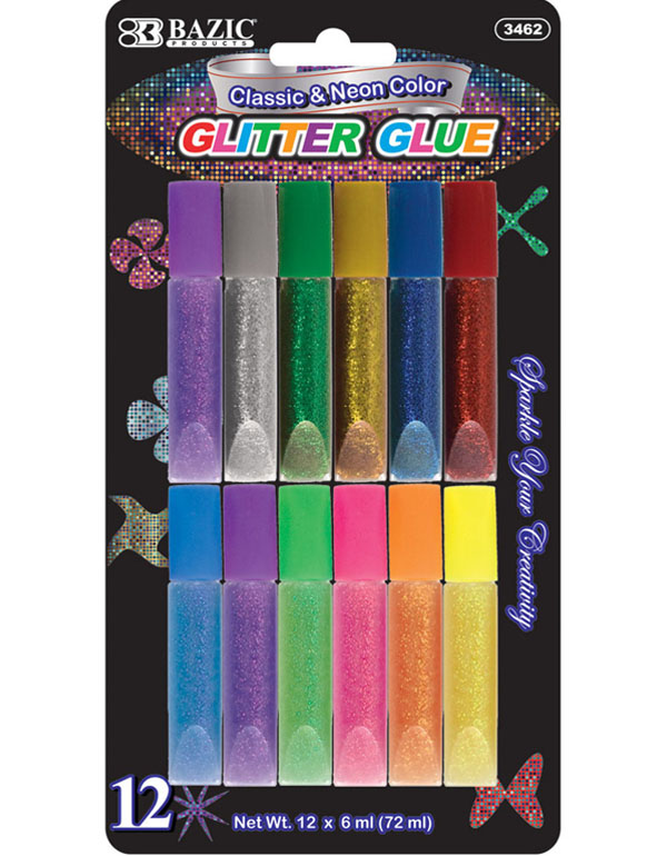 Bazic 10 Color Mini Glitter Glue 6ml