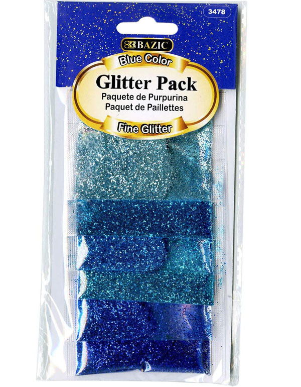 Bazic Blue Color Glitter Pack 6/Pack