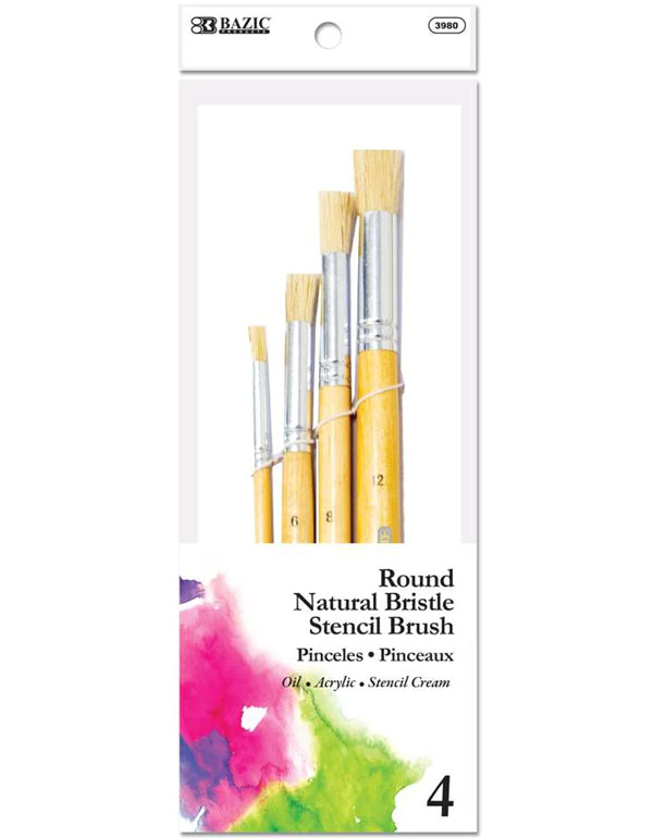 Cover: Bazic Round Natural Bristle Paint Stencil Brush 4/Pack