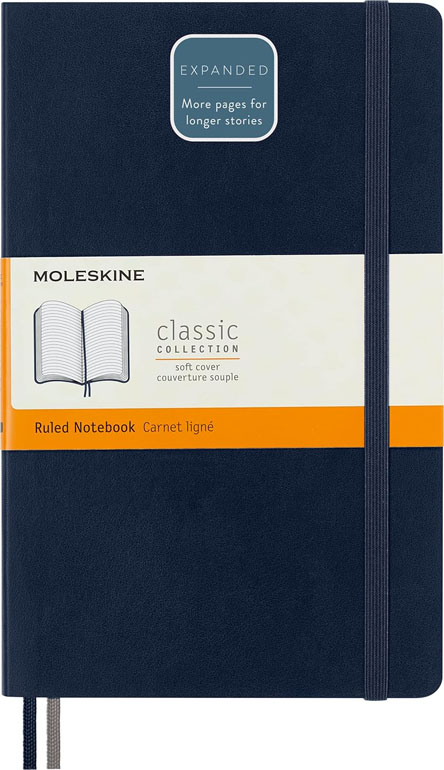 Cover: Moleskine Expanded Softcover Ruled Notebook Large Blue
