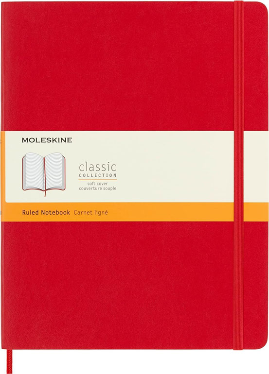 Moleskine Softcover Ruled XL Notebook Red
