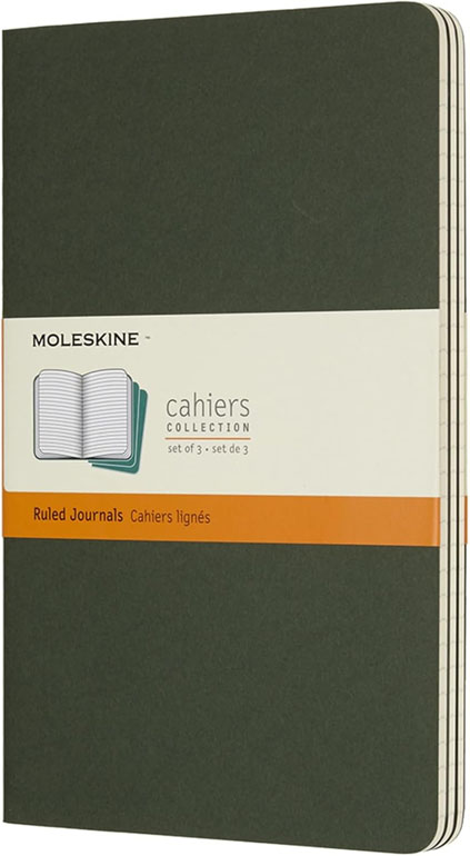 Moleskine Softcover Cahier Journal Ruled Large Green Pack of 3