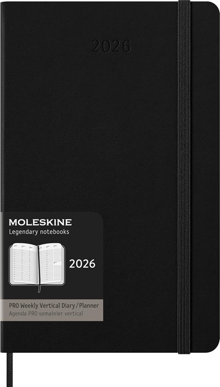 Cover: Moleskine PRO 12 Month 2026 Weekly Vertical Planner Hardcover Large Black