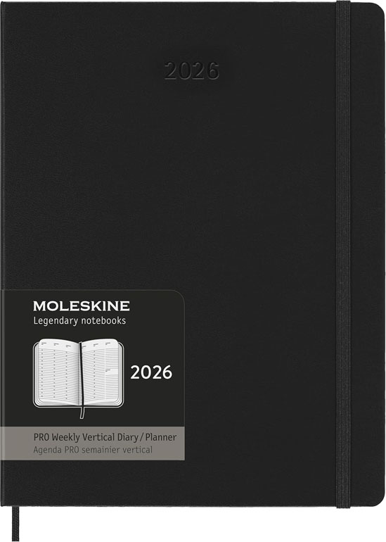 Moleskine PRO 12 Month 2026 Weekly Vertical Planner Hardcover XL Black