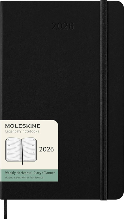Moleskine Classic 12 Month 2026 Weekly Horizontal Planner Hardcover Large Black