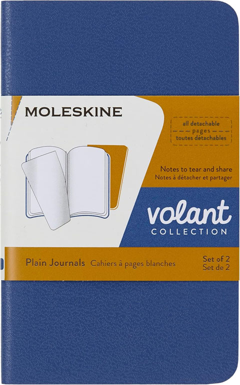Moleskine Volant Journal Plain XS  Blue / Amber Yellow Pack of 2