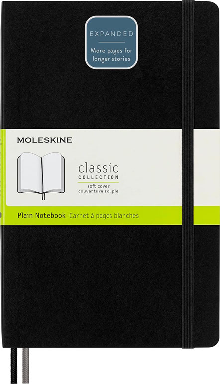 Moleskine Expanded Softcover Plain Notebook Large Black