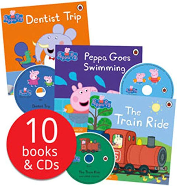 Peppa Pig 10 Story Books Set Collection With Cds (Red Bag)