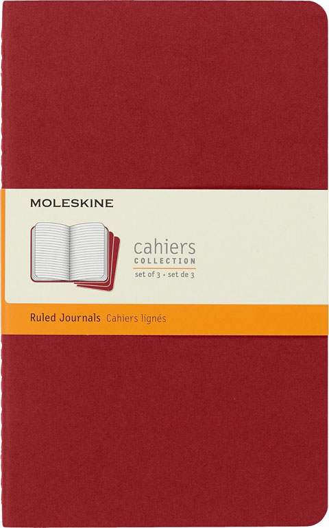 Moleskine Softcover Cahier Journal Ruled Large Cranberry Red